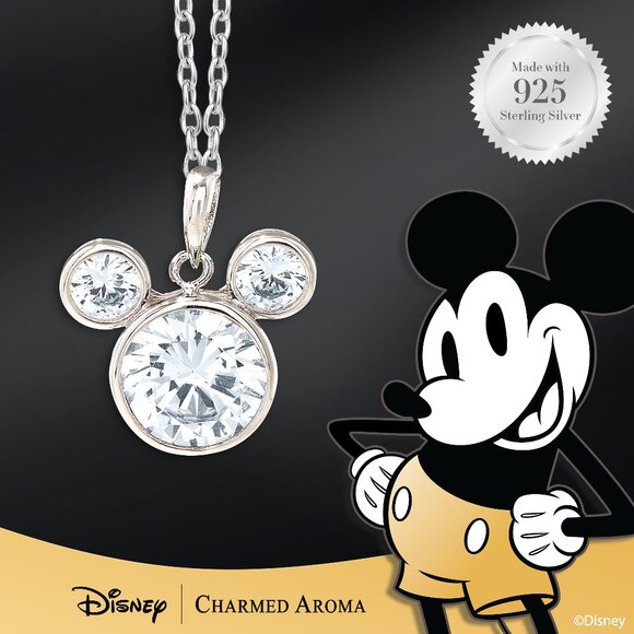 Disney Mickey Mouse Necklace, 925 Sterling Silver Charmed Aroma - Picture 1 of 4